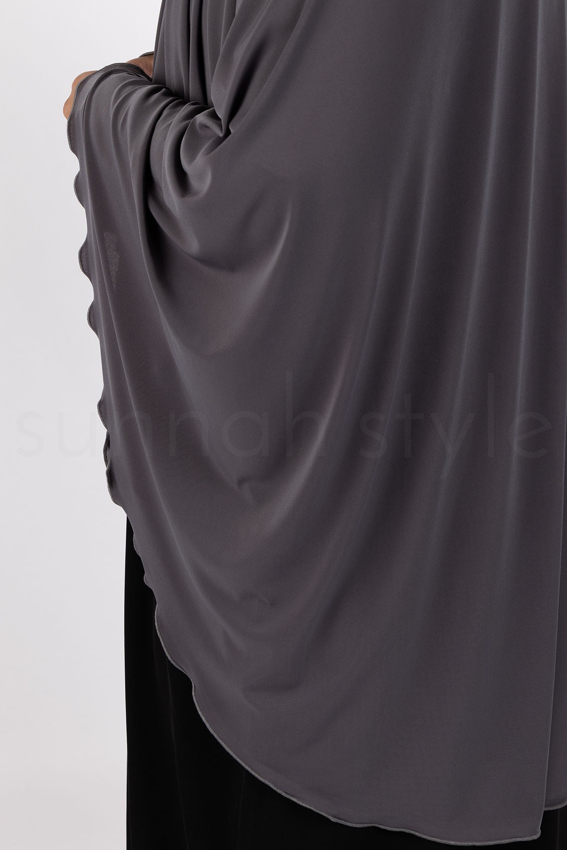 Sunnah Style Jersey Khimar Thigh Length Charcoal